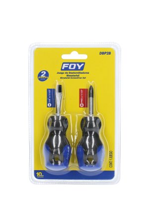 DBP2 - Juego de destornilladores con mango bimaterial combinados, 2 piezas en blíster Foy