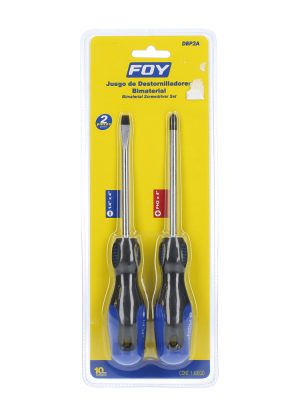 DBP2B - Juego de destornilladores con mango bimaterial combinados, 2 piezas en blíster Foy