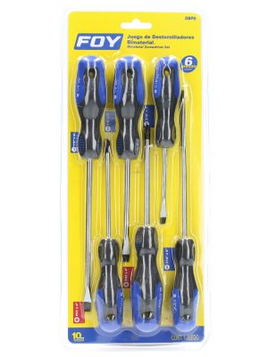 DBP6 - Juego de destornilladores con mango bimaterial combinados, 6 piezas en blíster Foy