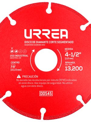 DDS45 - Disco de diamante segmentado, 4-1/2" Urrea
