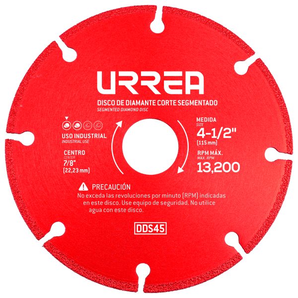 DDS45 - Disco de diamante segmentado, 4-1/2" Urrea