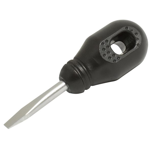 DER52 - Destornillador con mango negro, tipo trompo punta plana 1/4" x 1-1/4" Foy