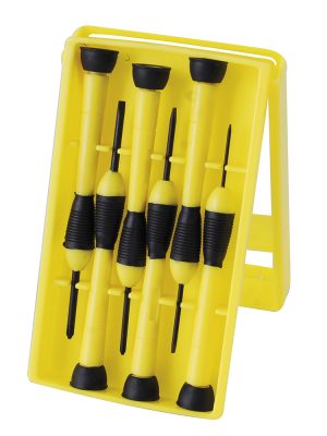 DJY01 - Juego de destornilladores de precisión para joyero combinados, 6 piezas en caja plástica Surtek