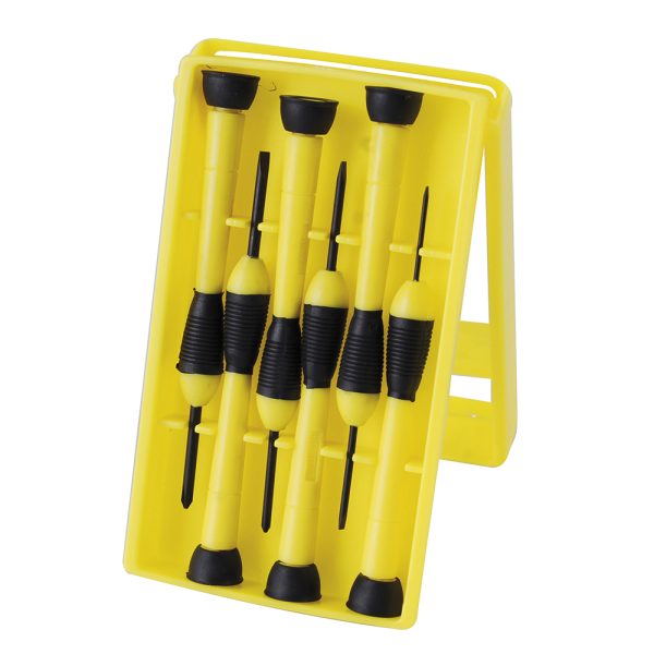 DJY01 - Juego de destornilladores de precisión para joyero combinados, 6 piezas en caja plástica Surtek