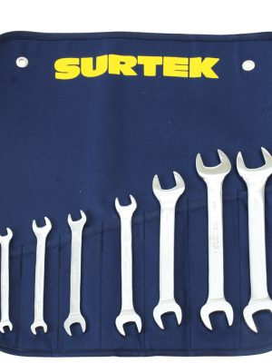 E01M - Juego de llaves españolas pulido espejo métricas, 7 piezas en estuche Surtek