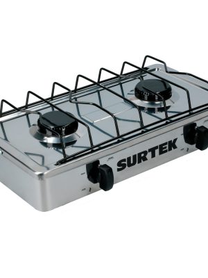 EGAF2 - Estufa de gas 2 quemadores de acero inoxidable color acero Surtek