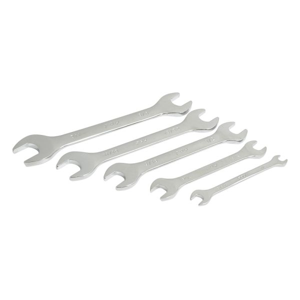 ES5 - Juego de llaves españolas pulido espejo en pulgadas, 5 piezas en rack Foy