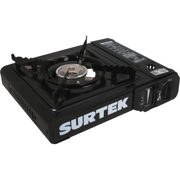 ESPO1 - Estufa portátil de gas, con encendido electrónico para lata válvula 1/4 de vuelta Surtek