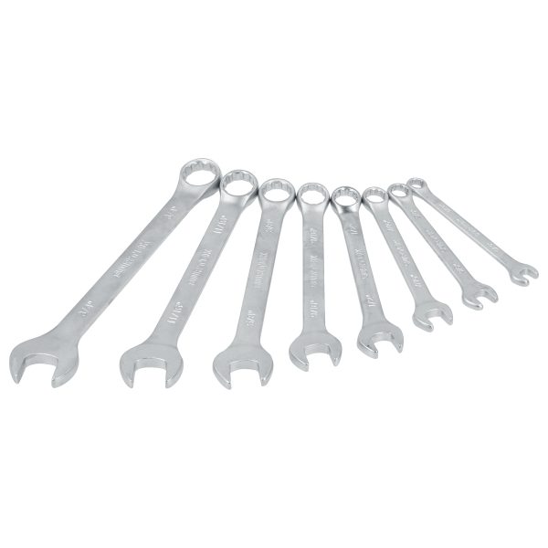 F08MR - Juego de llaves combinadas satinadas métricas, 12 puntas, 8 piezas en rack Surtek