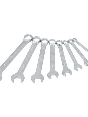 F08SR - Juego de llaves combinadas satinadas en pulgadas, 12 puntas, 8 piezas en rack Surtek