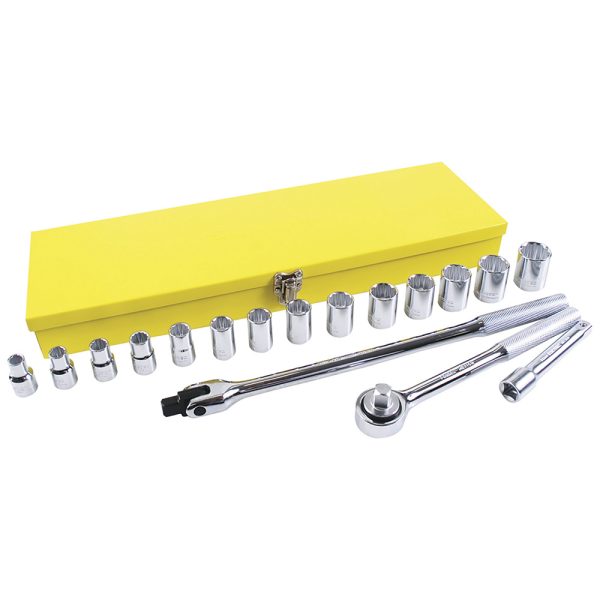 F09S - Juego de dados y accesorios cuadro de 1/2" en pulgadas, 17 piezas Surtek