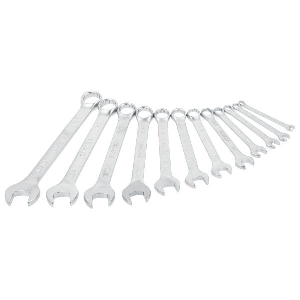F12SR - Juego de llaves combinadas satinadas en pulgadas, 12 puntas, 12 piezas en rack Surtek