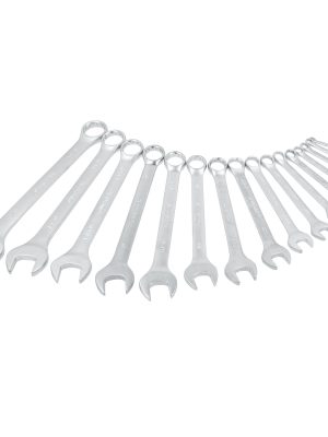 F16SE - Juego de llaves combinadas satinadas en pulgadas, 12 puntas, 16 piezas en estuche Surtek