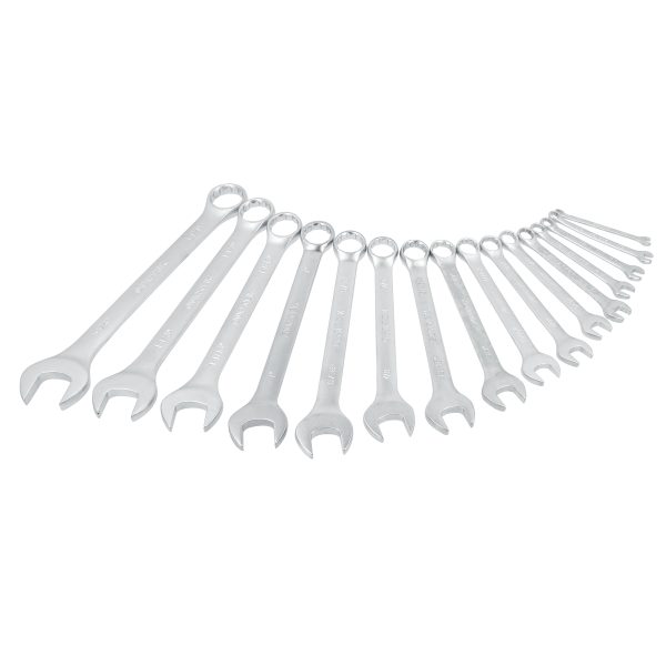 F16SE - Juego de llaves combinadas satinadas en pulgadas, 12 puntas, 16 piezas en estuche Surtek