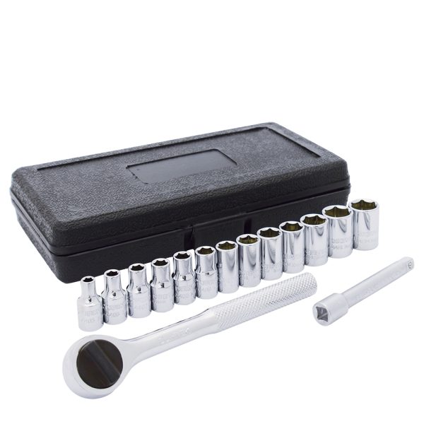 F4400M - Juego de dados y accesorios cuadro de 1/4" combinado, 15 piezas Surtek