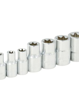 F4451E - Juego de dados con punta torx hembra cuadro de 1/4" y 3/8, 7 piezas Surtek