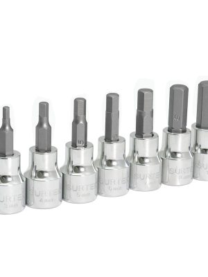 F51H00M - Juego de dados punta hexagonal cuadro de 3/8", métricos, 7 piezas Surtek