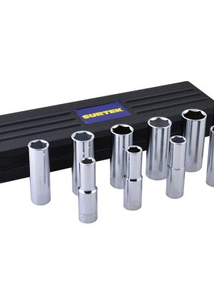 F5800HL - Juego de dados largos cuadro de 1/2" 6 puntas, en pulgadas, 10 piezas Surtek