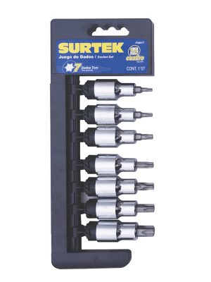 F5801T - Juego de dados con punta torx cuadro de 1/2", 7 piezas Surtek
