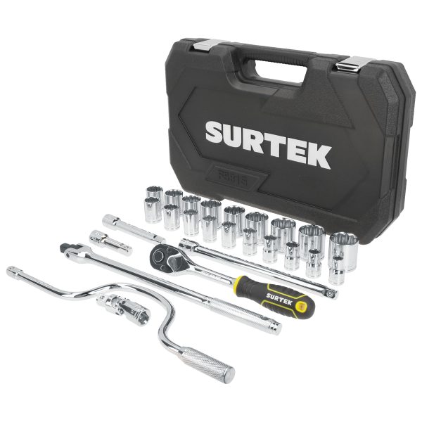 F581S - Juego de dados y accesorios cuadro de 1/2" en pulgadas, 27 piezas Surtek