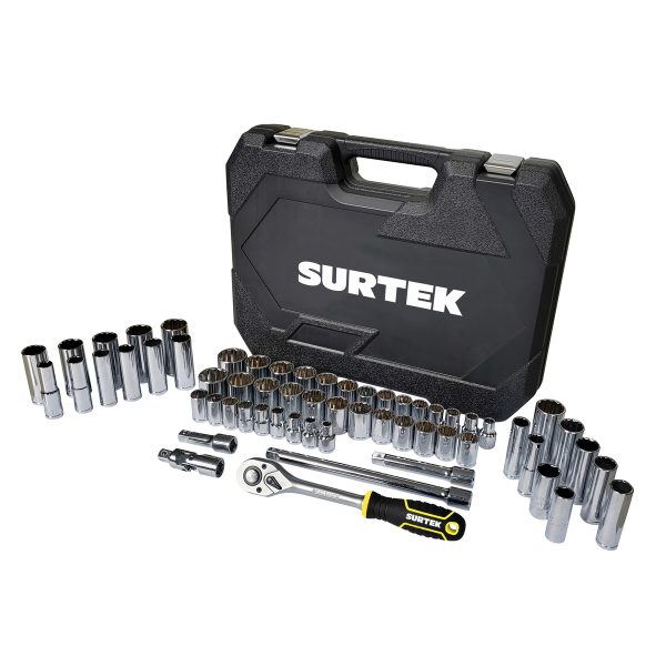 F58C.jpg F58C - Juego de dados y accesorios cuadro de 1/2" combinado, 60 piezas Surtek