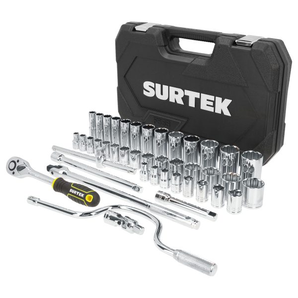 F58S - Juego de dados y accesorios cuadro de 1/2" en pulgadas, 43 piezas Surtek