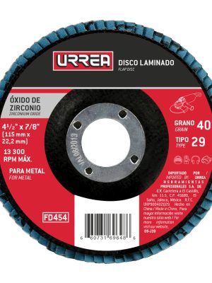 FD456 - Disco laminado tipo 29 grano 60, 4-1/2" Urrea
