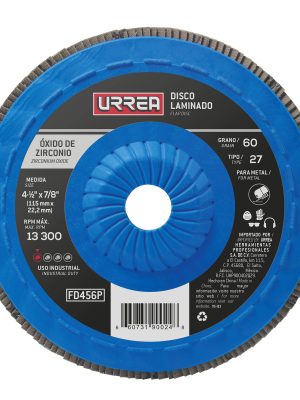 FD456P.jpg FD456P - Disco laminado tipo 27 grano 60 con respaldo plástico, 4-1/2" Urrea