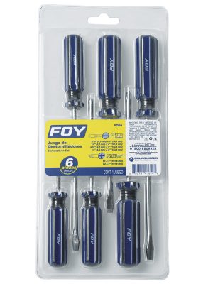 FDE6 - Juego de destornilladores con mango de PVC combinados, 6 piezas en blíster Foy