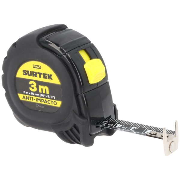 FMA3.jpg FMA3 - Flexómetro con carcasa anti-impacto cinta color negro 3 m x 16 mm Surtek