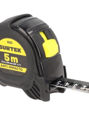 FMA5 - Flexómetro con carcasa anti-impacto cinta color negro 5 m x 25 mm Surtek