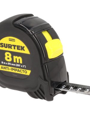 FMA8 - Flexómetro con carcasa anti-impacto cinta color negro 8 m x 25 mm Surtek
