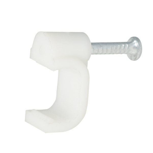 GRAD8.jpg GRAD8 - Grapa para cable dúplex 8 mm, color blanco, 20 piezas Surtek