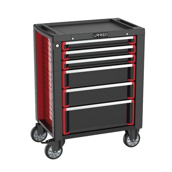 HD28M6 - Gabinete móvil 6 gavetas color rojo y negro serie HD 28" Urrea