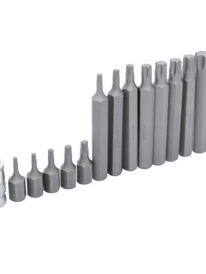 J230 - Juego de puntas torx cortas y largas hexágono de 3/8" con adaptador, 15 piezas en blíster Urrea