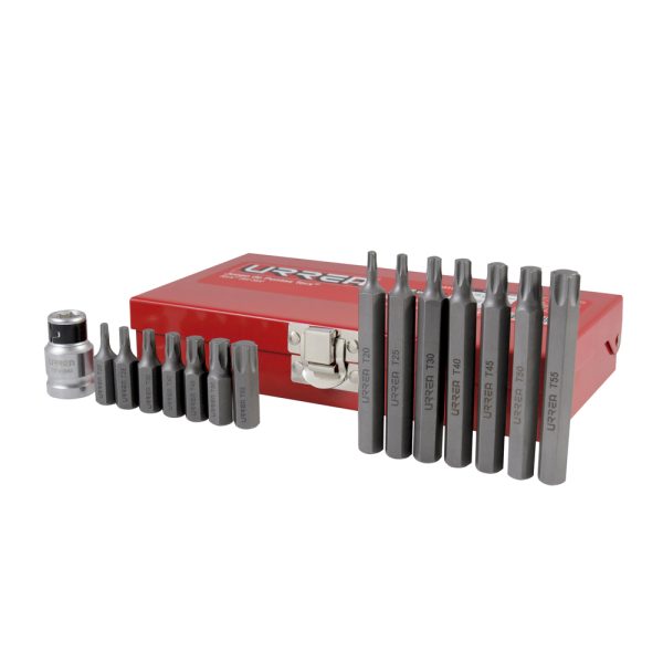 J2315.jpg J2315 - Juego de puntas Torx hexágono de 3/8" con adaptador, 15 piezas en caja metalica Urrea