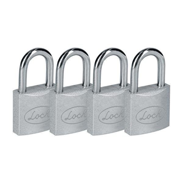 J4CL - Juego de candados de acero largos 38 mm, llave estándar, 4 piezas Lock