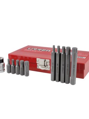 J6011.jpg J6011 - Juego de puntas bristol hexágono de 3/8" con adaptador, 11 piezas en caja metálica Urrea