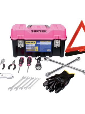 JA11P - Juego combinado de herramienta automotriz 11 piezas, con caja plástica rosa Surtek