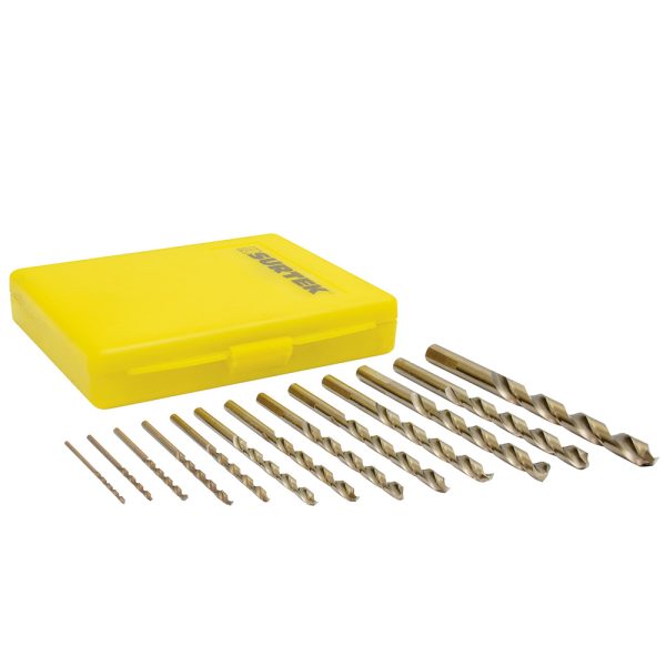JBAV13 - Juego de brocas con cobalto de acero de alta velocidad zanco recto, 13 piezas Surtek