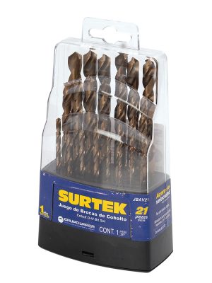 JBAV21 - Juego de brocas con cobalto de acero de alta velocidad zanco recto, 21 piezas Surtek