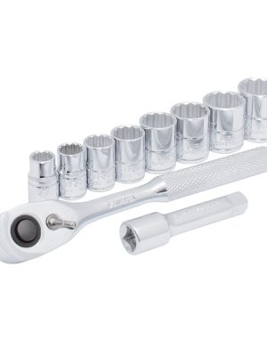 JBUA02M - Juego de dados y accesorios cuadro de 3/8" métrico, 10 piezas Urrea