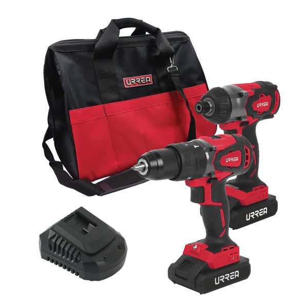 JHI1 - Juego de rotomartillo y atornillador de impacto a batería Li-ion 20 V, 2 piezas en mochila Urrea
