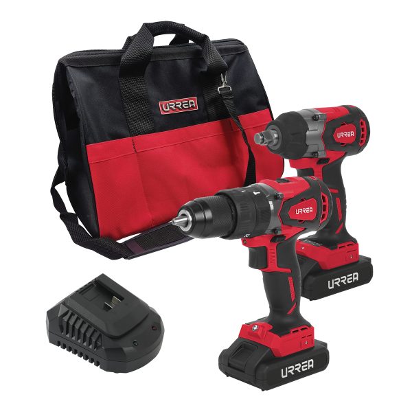 JHI2 - Juego de rotomartillo y pistola de impacto a batería Li-ion 20 V, 2 piezas en mochila Urrea