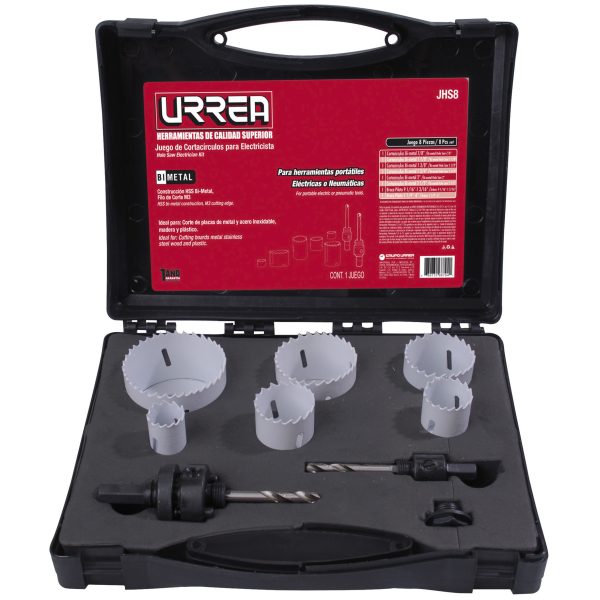 JHS8 - Juego de cortacírculos bimetálicos, 8 piezas Urrea