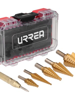 JIM8 - Juego de brocas escalonadas y punzón central automático, 6 piezas Urrea