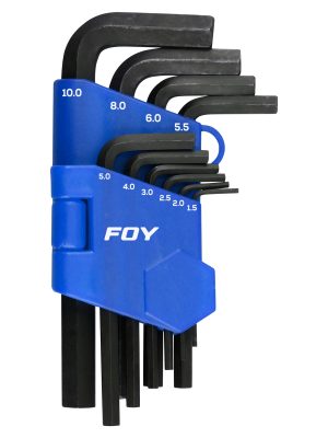 JLL10M.jpg JLL10M - Juego de llaves hexagonales tipo "L", métricas, 10 piezas en rack Foy