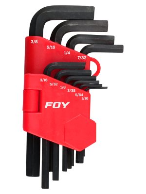 JLL10P.jpg JLL10P - Juego de llaves hexagonales tipo "L", en pulgadas, 10 piezas en rack Foy