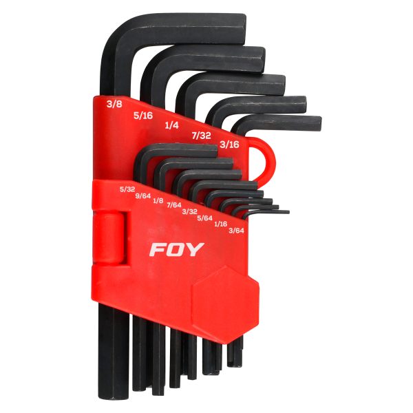 JLL13P - Juego de llaves hexagonales tipo "L", en pulgadas, 13 piezas en rack Foy