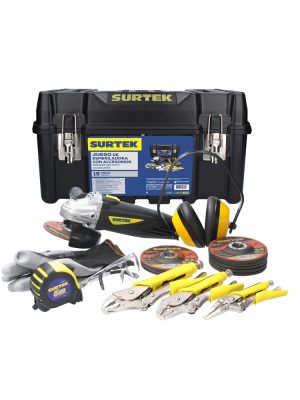 JP19 - Juego combinado de herramienta con esmeriladora 19 piezas, con caja plástica Surtek
